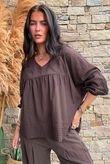 Prairie Pintuck Cotton Smock Chocolate